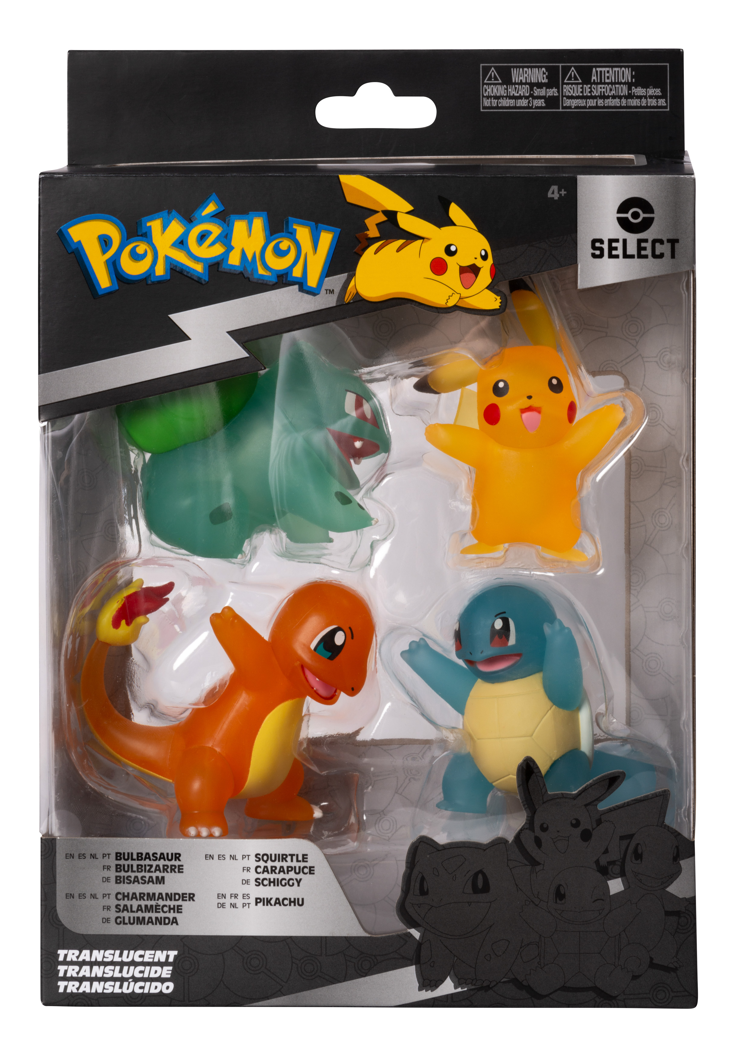 Pokémon - Select Battle Figur 4er Pack - Bisasam, Glumanda, Pikachu & Schiggy